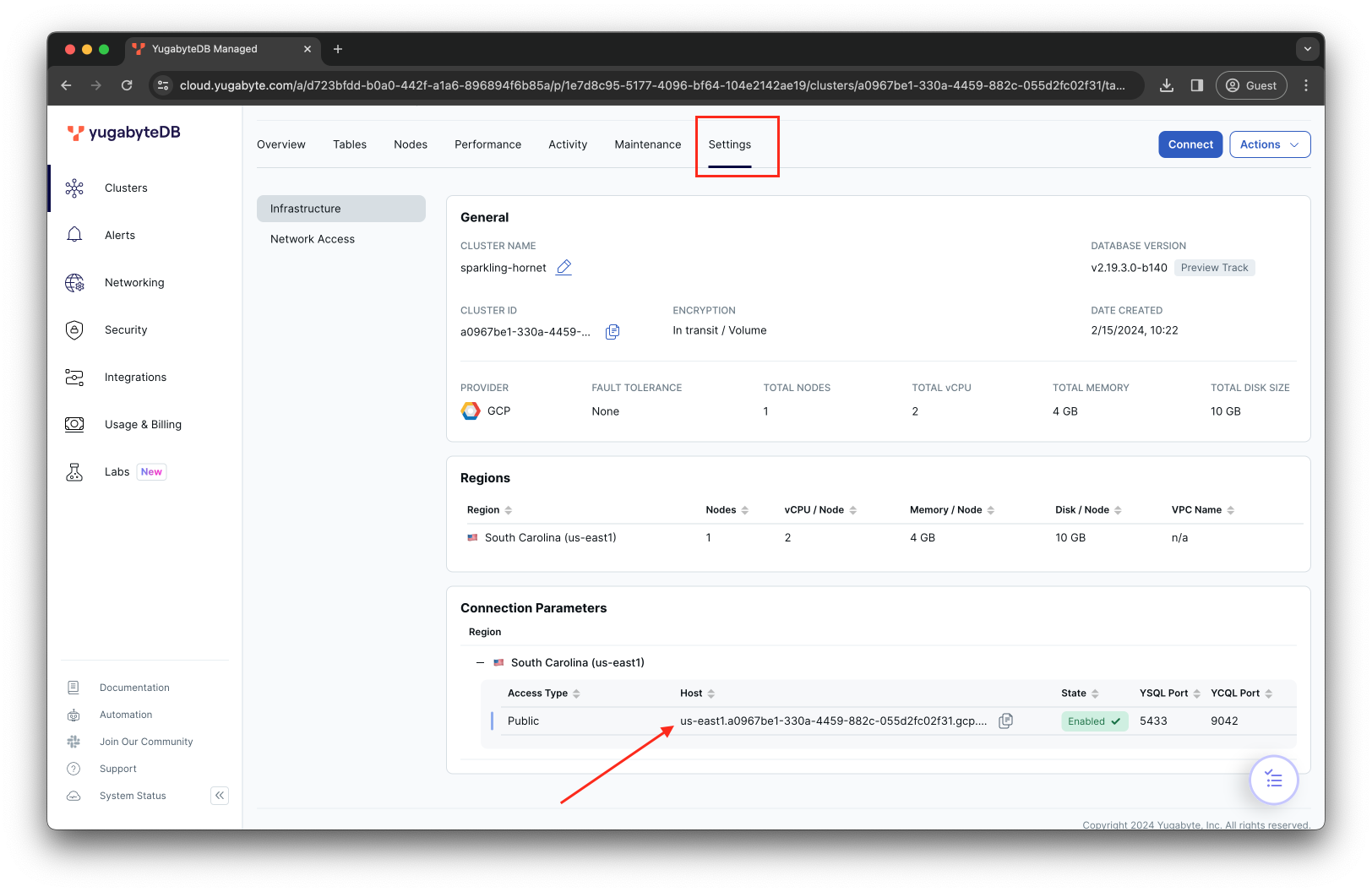 YugatebyDB Managed Public Address YugatebyDB Managed Public Address