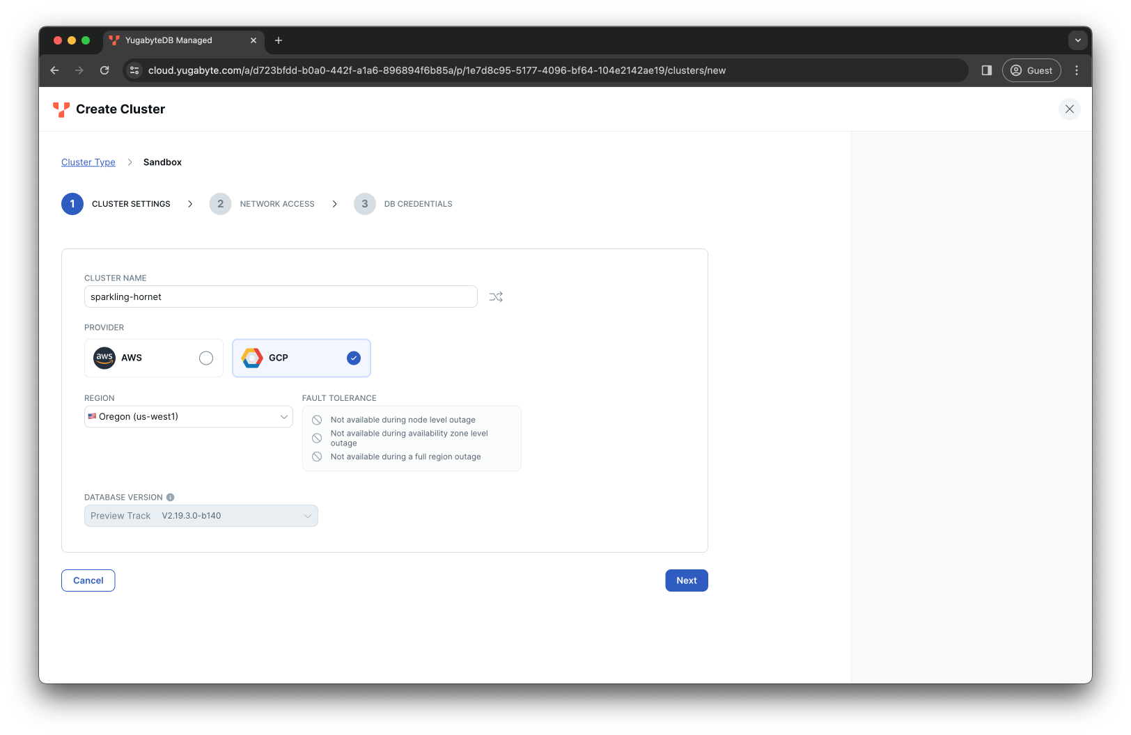 YugatebyDB Managed Select Cloud YugatebyDB Managed Select Cloud
