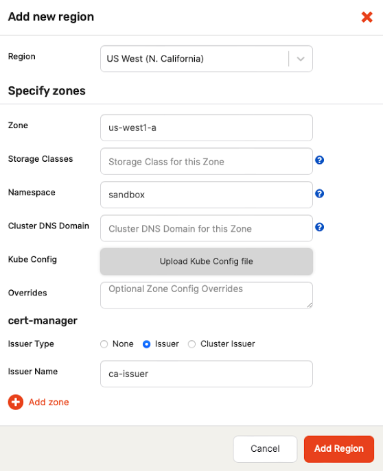 Add new region Add new region